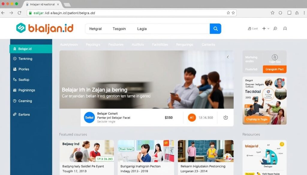 Belajar.id national e-learning platform interface showing educational content for Indonesian students