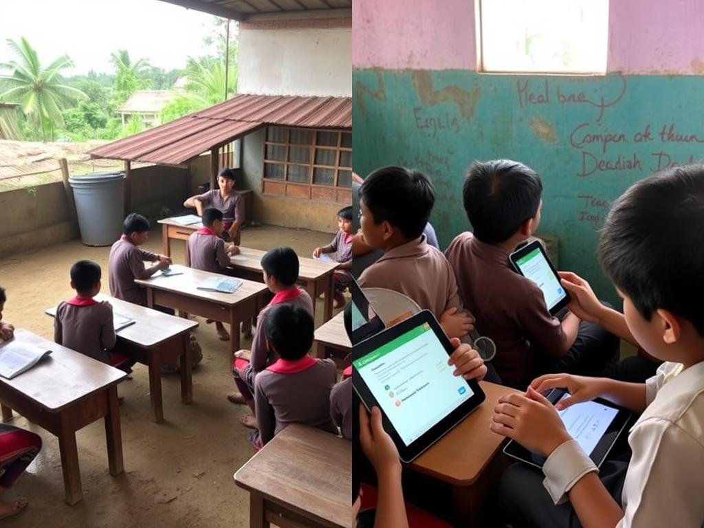 Comparison of traditional classroom and e-learning access in rural Indonesia