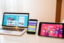 Popular e-learning platforms in Indonesia showing Ruangguru, Zenius, and SEVIMA EdLink interfaces on multiple devices