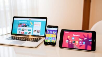 Popular e-learning platforms in Indonesia showing Ruangguru, Zenius, and SEVIMA EdLink interfaces on multiple devices