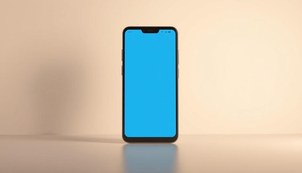 A sleek, modern Android smartphone against a minimalist background. The device is centered, showcasing its clean, minimalist design with a large, vibrant display. The lighting is soft and diffused, creating a warm, inviting atmosphere. The perspective is slightly elevated, giving the impression of a high-quality product shot. The background is a solid, neutral color, allowing the Android device to be the focal point. The overall mood is one of sophistication, highlighting the advanced features and capabilities of the latest Android technology.